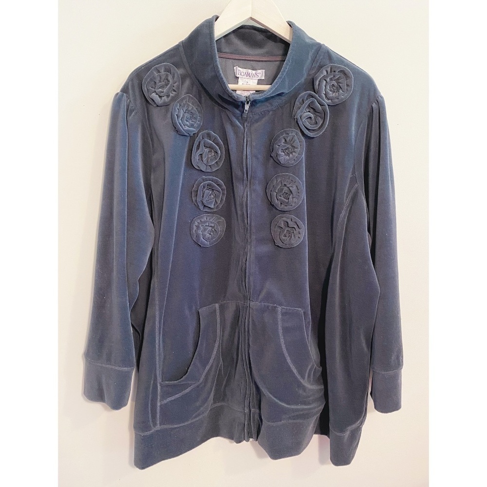 Roaman's Charcoal Grey Zip-Up Jacket, Sz Lg